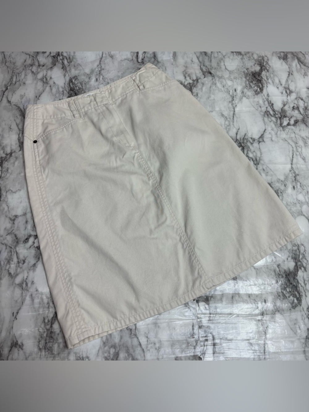 Talbots Petite size 6 100% cotton vintage 90s Y2K Cream ALine Skirt casual